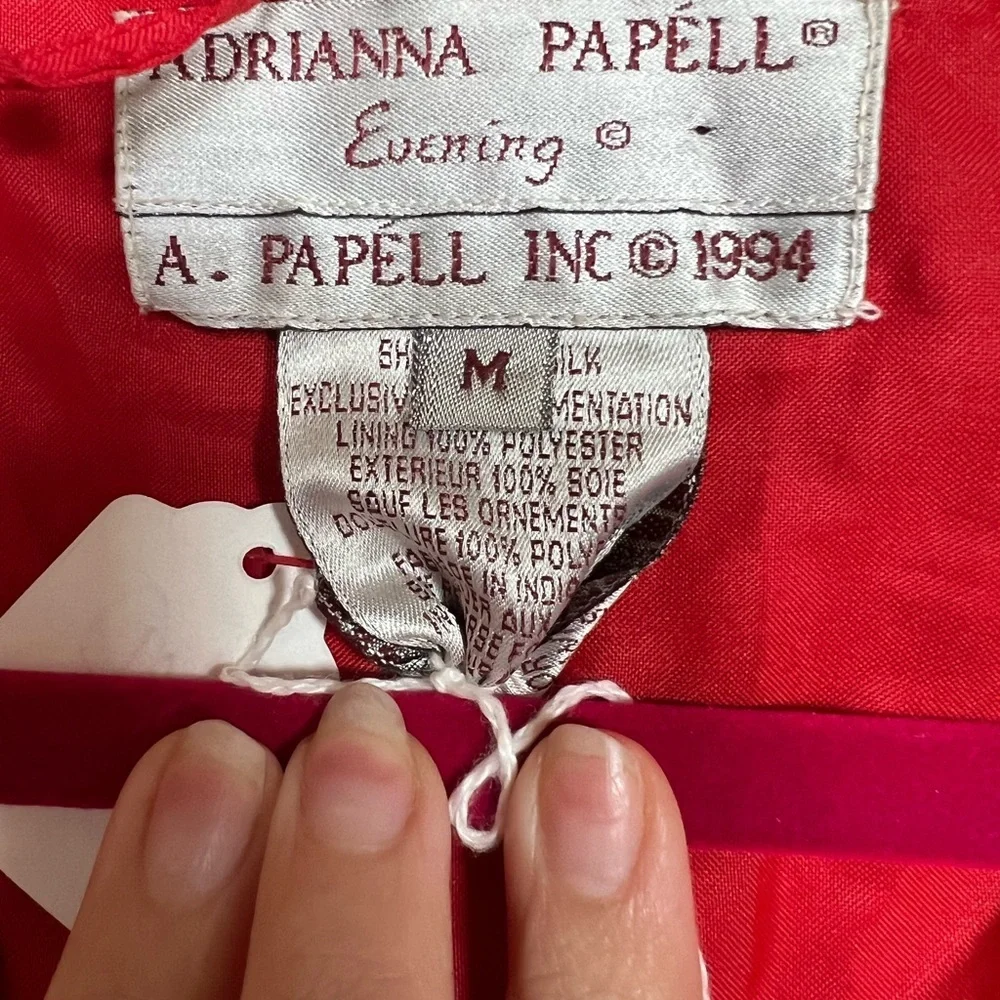 Adrianna Papell 1994 Vintage Red and Black Beaded Blazer with Embroidery - Picture 6 of 8